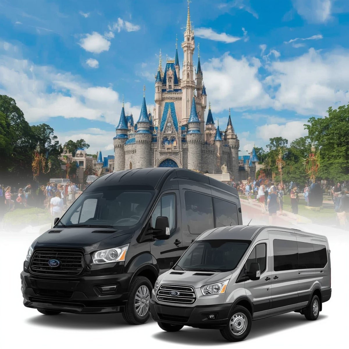 GoPortNow Orlando cruise transportation fleet of professional vans